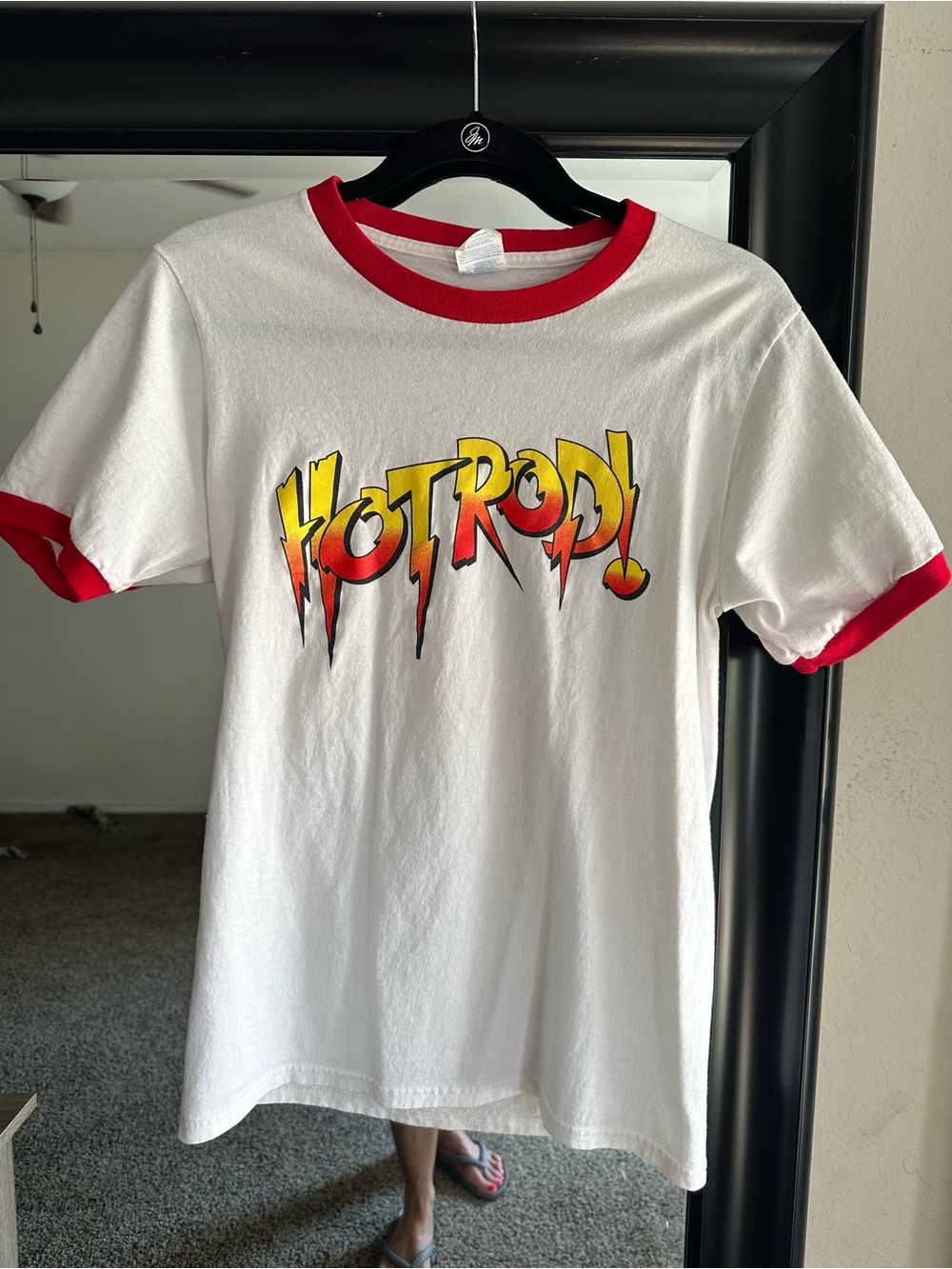 Rowdy Roddy Piper Inspired-White Ringer T-Shirt with Red Trim - Unisex
